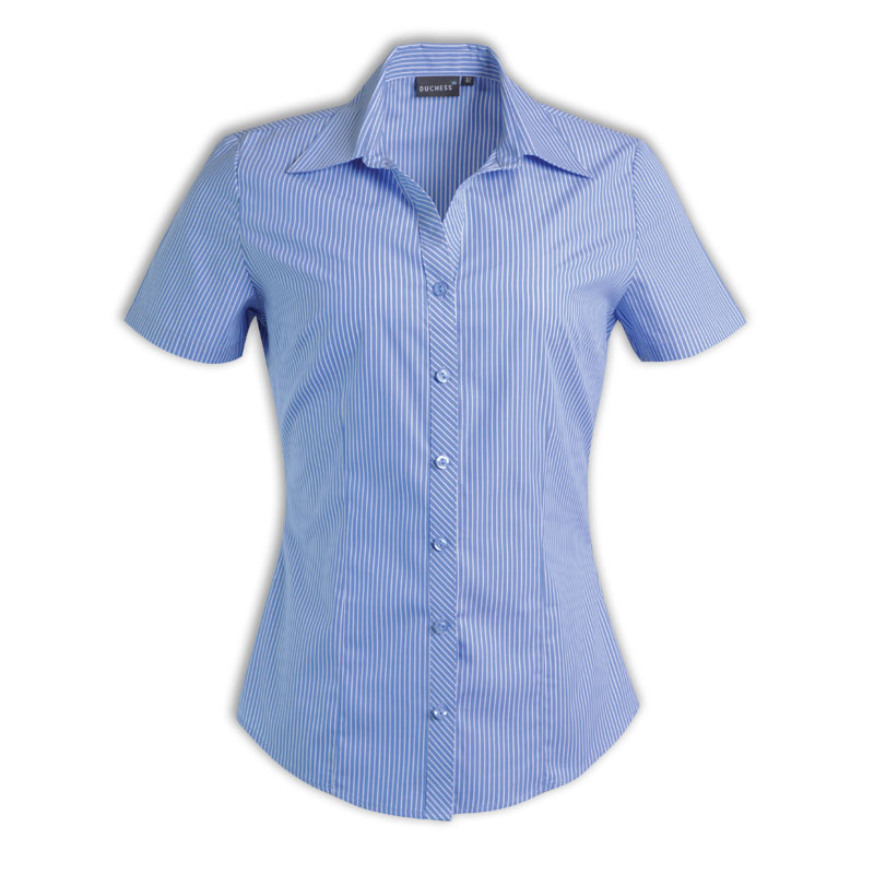 Duchess Donna Blouse - Short Sleeve (Stripe Design 5) - SkyFlower Clothing